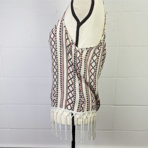Wayan Natural Wear Aztec Style Tank Top Size L/XL Fringe Hem - Picture 5 of 11